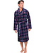 Donkerblauwe fleece heren ochtendjas Modern Check