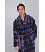 Donkerblauwe fleece heren ochtendjas Modern Check
