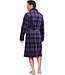 Dark blue fleece men's morning gown Modern Check