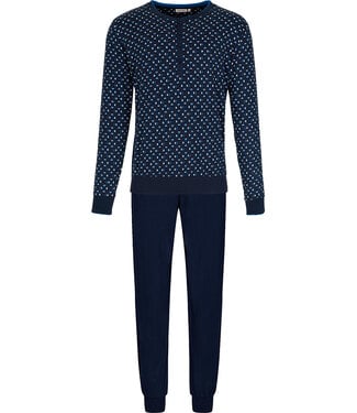 Pastunette for Men Dark blue cotton long sleeved men's pyjama Geometric Circles