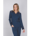 Donkerblauwe modal damespyjama met boorden lange mouwen Stars & Lace