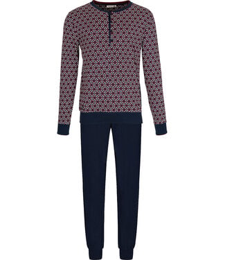 Pastunette for Men Dark blue cotton long sleeved men's pyjama Triangle Trivia