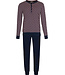 Pastunette for Men Donkerblauwe katoenen heren pyjama lange mouwen Triangle Trivia