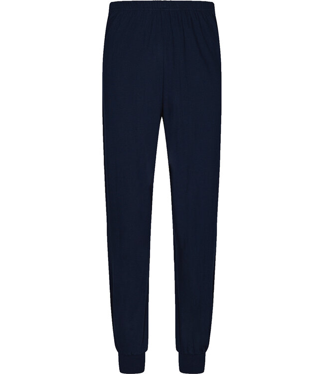 Donkerblauwe katoenen heren pyjama lange mouwen Triangle Trivia