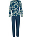 Dark blue organic cotton ladies pyjama with long sleeves Flower Blooms