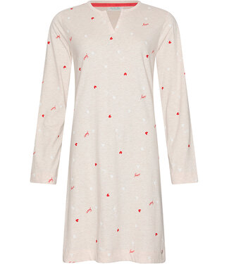MyRebelle Beige nightdress with round neck V and long sleeves True Love