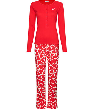 MyRebelle Red organic cotton pyjama with button front True Love