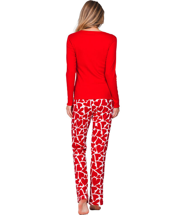 Red organic cotton pyjama with button front True Love