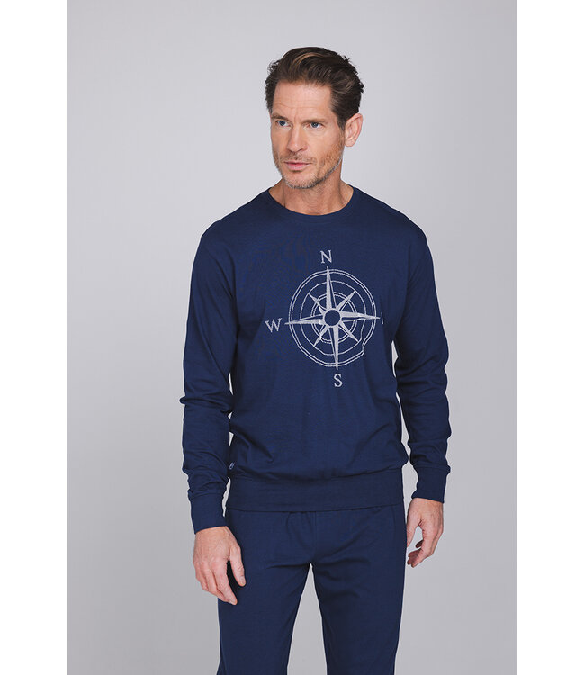 Dark blue cotton long sleeved men's pyjama Right Direction