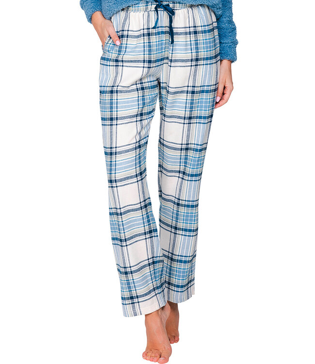 Blauwe katoenen flanel pyjama broek Winter Checks