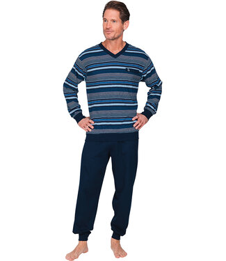 Robson Dark blue cotton long sleeved men's pyjama Blue Stripes