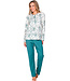 Dark green cotton ladies pyjama with long sleeves Artistic Flower