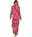 Rood satin stretch damespyjama knoopsluiting Autumn Flower