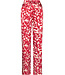 Rood satin stretch damespyjama knoopsluiting Autumn Flower