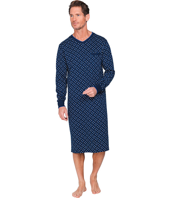 Dark blue cotton men's nightshirt Geometric Circles