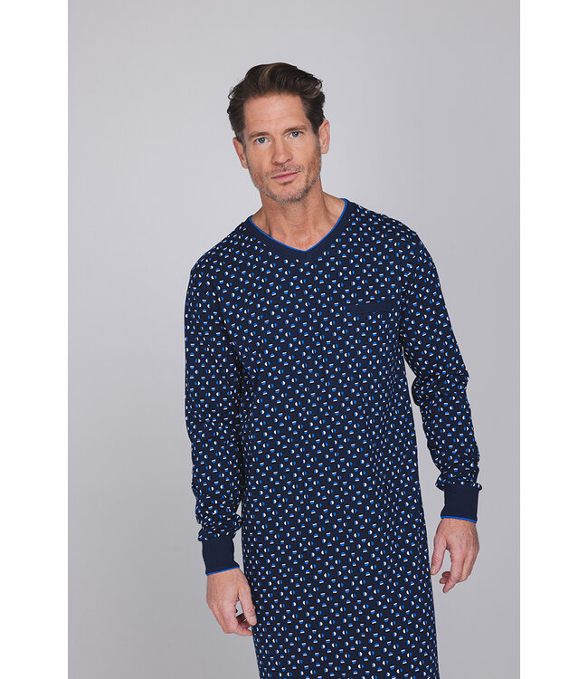 Dark blue cotton men's nightshirt Geometric Circles