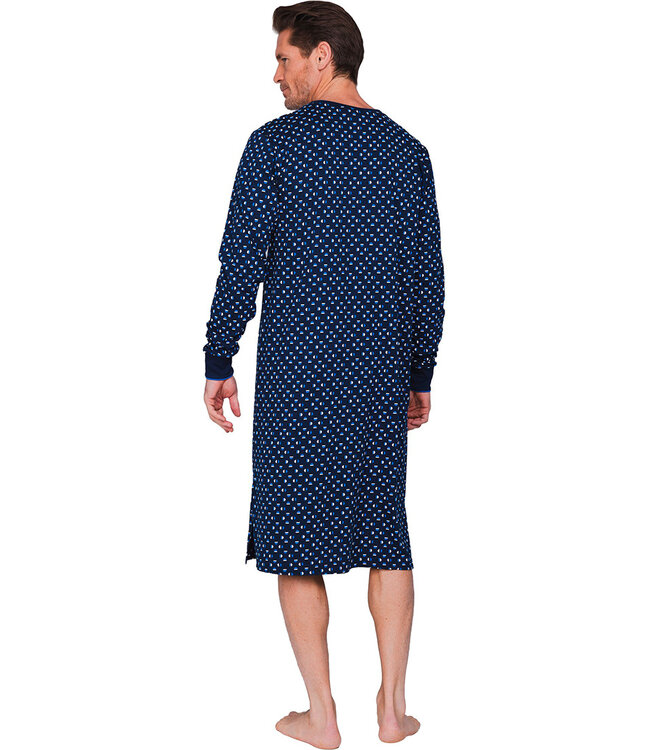 Donkerblauw katoenen heren nachthemd Geometric Circles