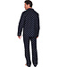 Dark blue cotton flannel long sleeved men's pyjama Modern Squares