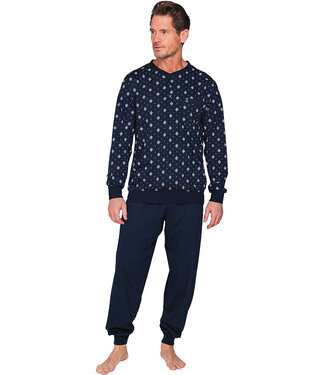 Robson Dark blue cotton long sleeved men's pyjama Modern Squares
