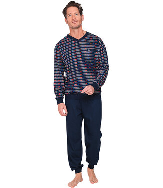 Robson Dark blue cotton long sleeved men's pyjama Groovy Blocks