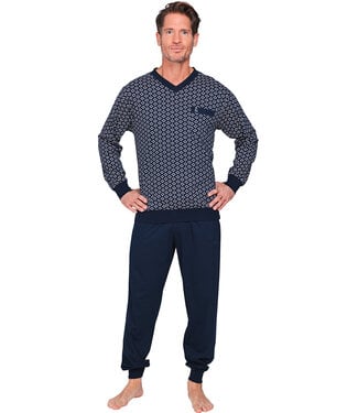Robson Dark blue cotton men's pyjama Geometric Groovy Squares