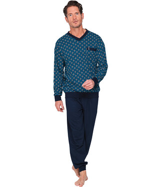 Robson Dark blue cotton long sleeved men's pyjama Dynamic Squares