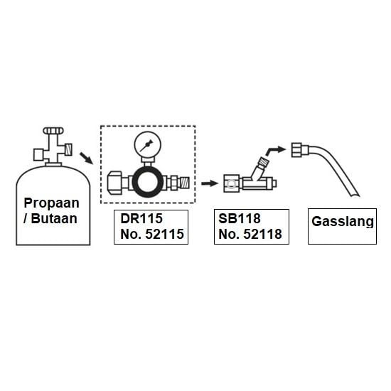 CFH DR115 instelbare drukregelaar 1 - 4 bar met manometer product afbeelding