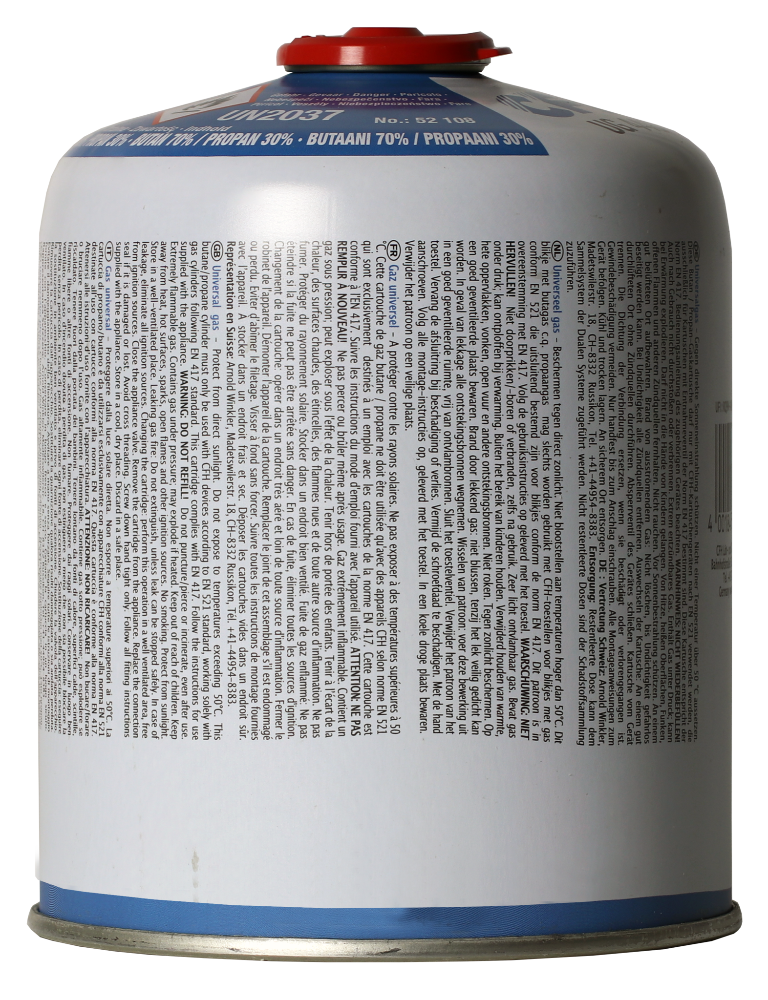 CFH UG 440 Gram mix Butaangas- Propaan gasfles met schroefdraadverbinding product afbeelding