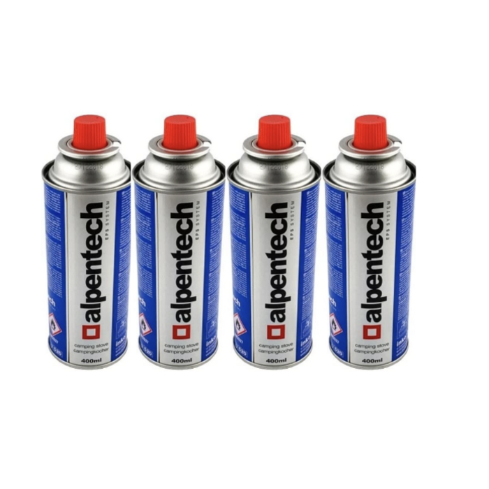 Alpentech Gasflasche | I301 | 4x 400ml | 227-Gramm-Butan-Gaskartuschen