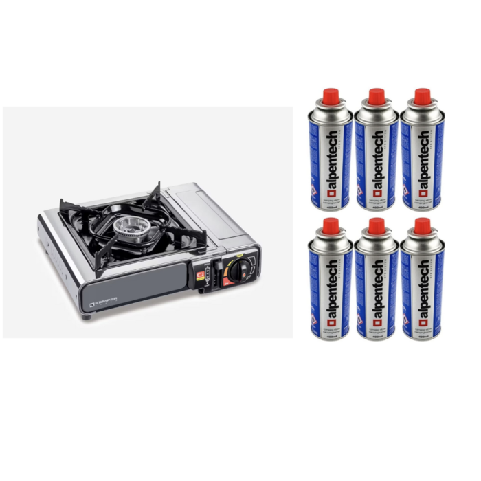 Kemper Kemper Gaskooktoestel incl. 6 Alpentech gasflessen