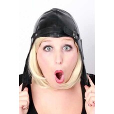 Pilotenkappe Kunstleder schwarz/braun