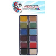 Schmink-palette aqua 12 Farben metallic