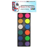 Schmink-palette aqua 6 neon und 6 metallic Farben