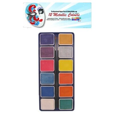 Aqua Schminke-palette 12 metallic Farben