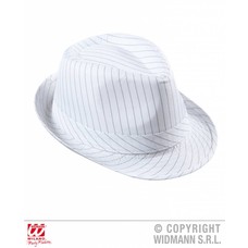 Faschings-hüte Kojakhut in Nadelstreifen weiß