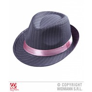 Faschings-hüte Kojakhut in Nadelstreifen grau