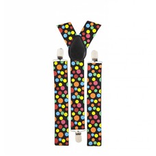 Faschings-accessoiren Hosenträger mit farbigen Punkten