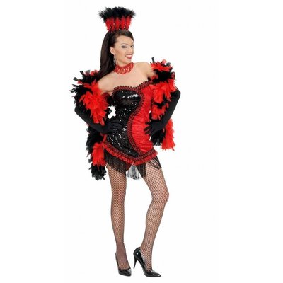 Karnevals-Kleidung: Vegas showgirl (rot/schwarz)