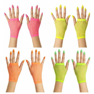 Karnevals-accessoires: Netzhandschuhe rosa