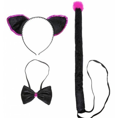 Karnevals-zubehör: dress-up set schwarze Katze Lea