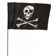 Karnevals-accessoires: Grosse Piratenfahne mit Stock