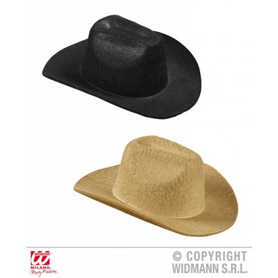 Faschings-accessoires: Witzige mini Cowboy Hüte in beige und schwarz