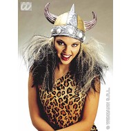 Kopfbedeckung Wikingerhelm Frau mit Haar Kopfbedeckung Wikingerhelm Frau mit Haar