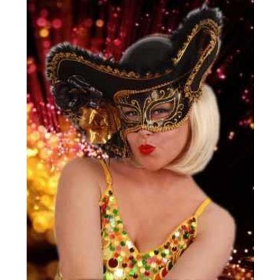 Karneval- & Fest Zubehör: Venezianer Augenmaske mit Hut (Damen en Herren)