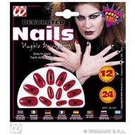 Faschingskosmetik: Fingernägel rot mit Aufdruck