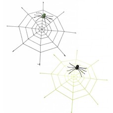 Halloween Accessoires: gigantische spinnennetze (220cm) mit aufleuchtende Spinnene