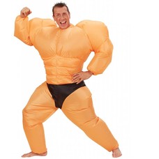 Faschingsklamotten: Aufblaßbares Body-builder-kostüm mit Kompressor und Batterie Faschingsklamotten: Aufblaßbares Body-builder-kostüm mit Kompressor und Batterie