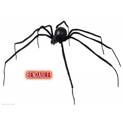 Zubehör für Halloween biegbare schwarze Spinne 110cm