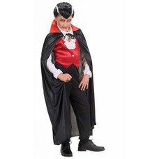 Karnevals-Kleidung Kinder: schwarze cape mit rotem Kragen 110cm