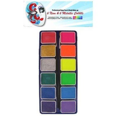 Aqua Schminke-palette 12 Farben neon-metallic